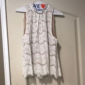 Love, Fire Mock Neck Lace Tank Top